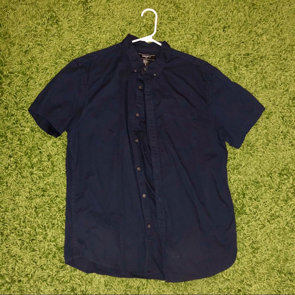 Navy Forever 21 Button Down Shirt